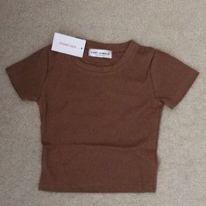 Plain brown crop tee